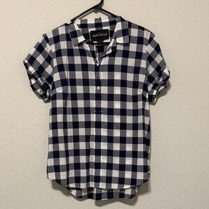 J Crew Navy and White Plaid Casual Shirt